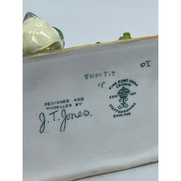 Vintage Crown Staffordshire 3 Bluebirds on Log Bone China Figurine by J.T. Jones - Picture 9 of 12